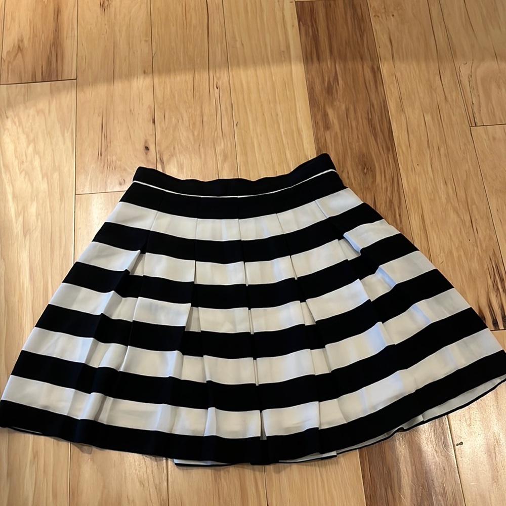 Ro & De high waisted, pleated striped skirt